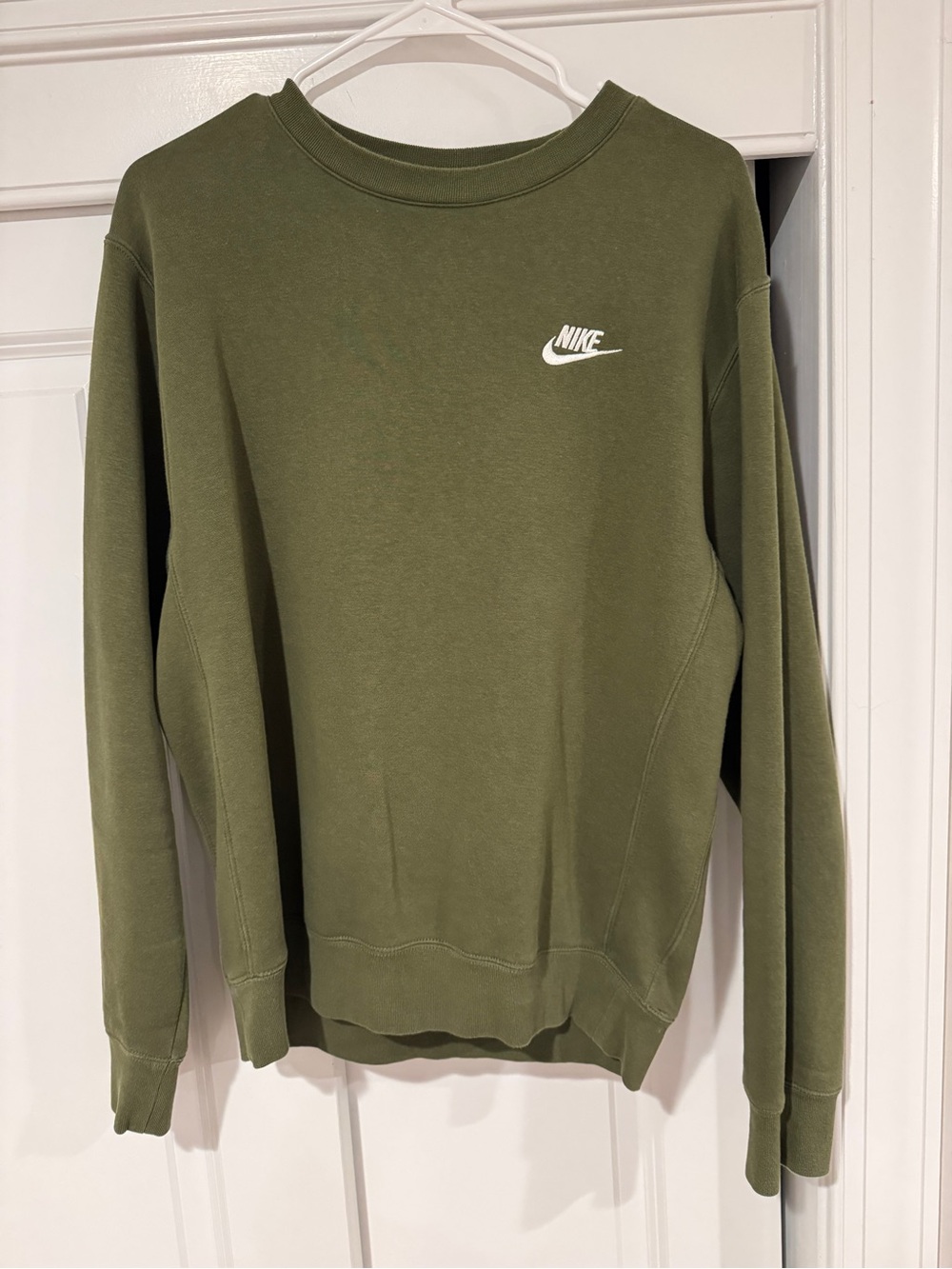 Nike Men’s Olive Green Crewneck Sweatshirt with White Logo